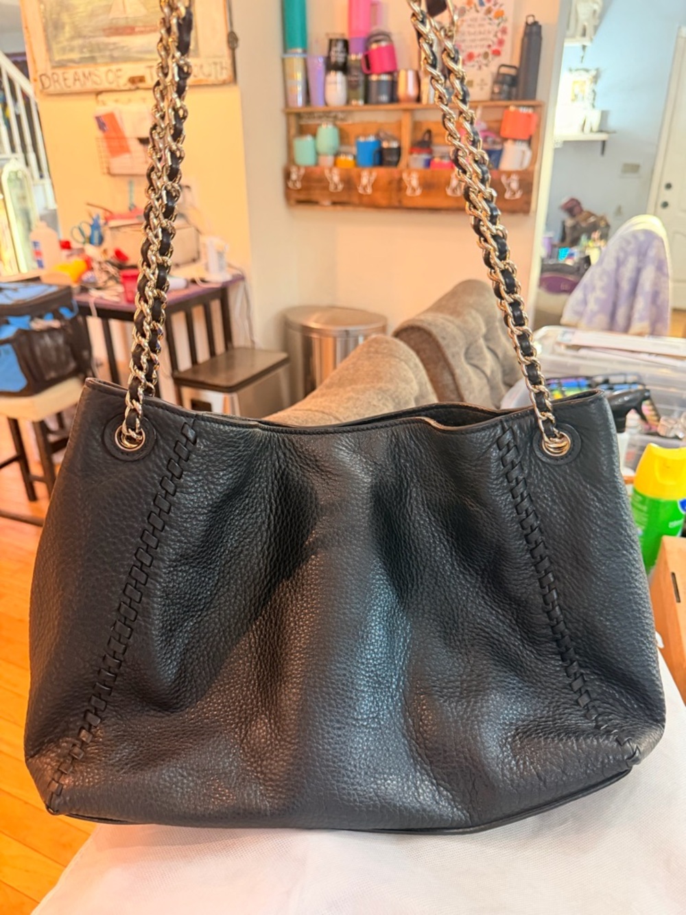 Tory Burch Pebbled Leather Crossbody with Embossed Logo - Black - Picture 2 of 8
